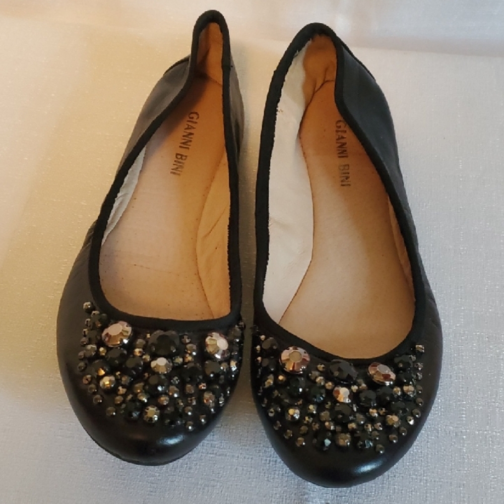 Gianni Bini Black Embellished Flats